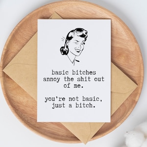 Tarjeta imprimible sarcástica, tarjeta imprimible básica, tarjeta divertida para amigo, cumpleaños del mejor amigo, tarjeta sarcástica, tarjeta de mujer retro