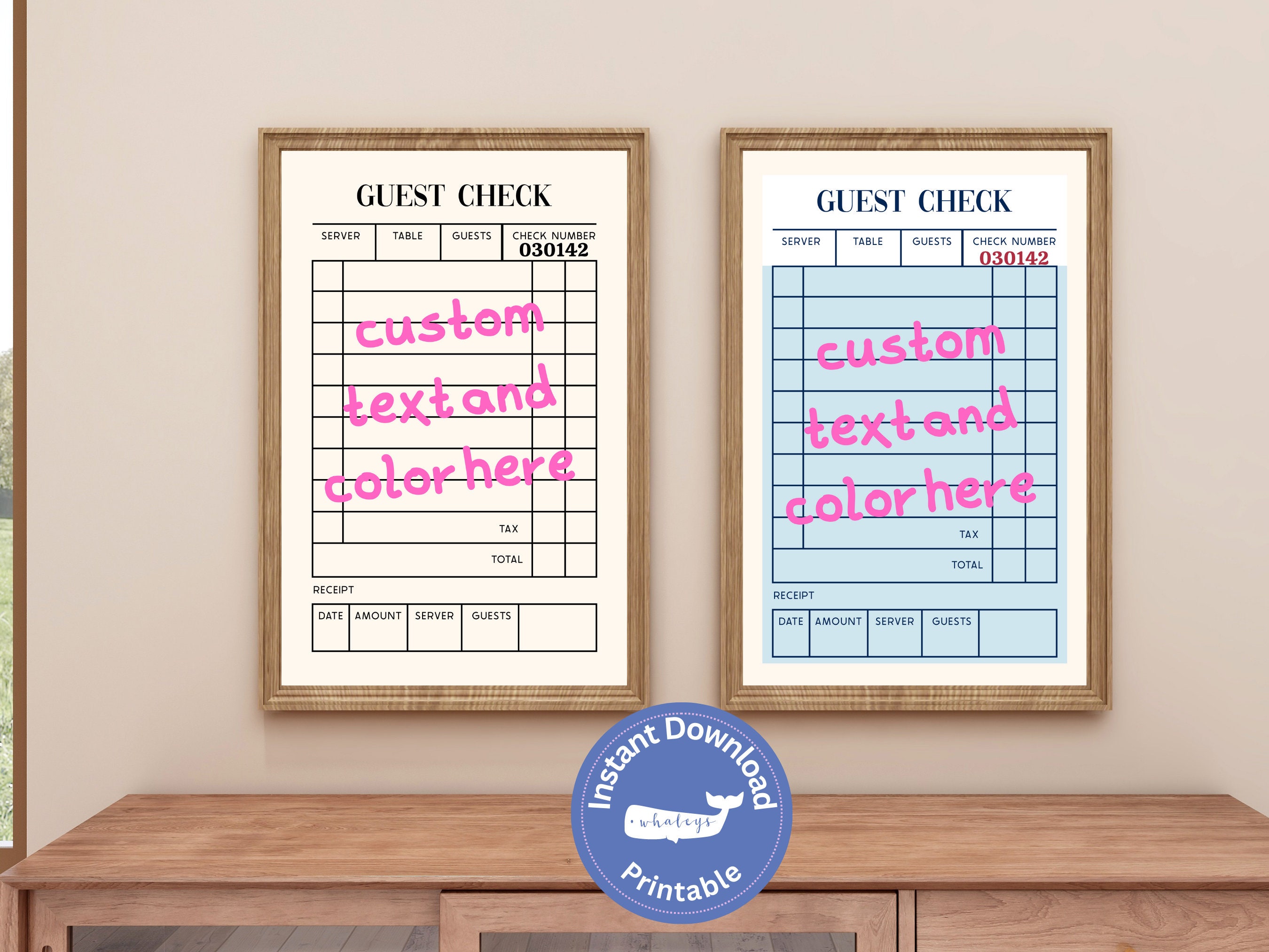 Custom Guest Check Printable, Preppy Wall Art, Trendy Wall Art, This