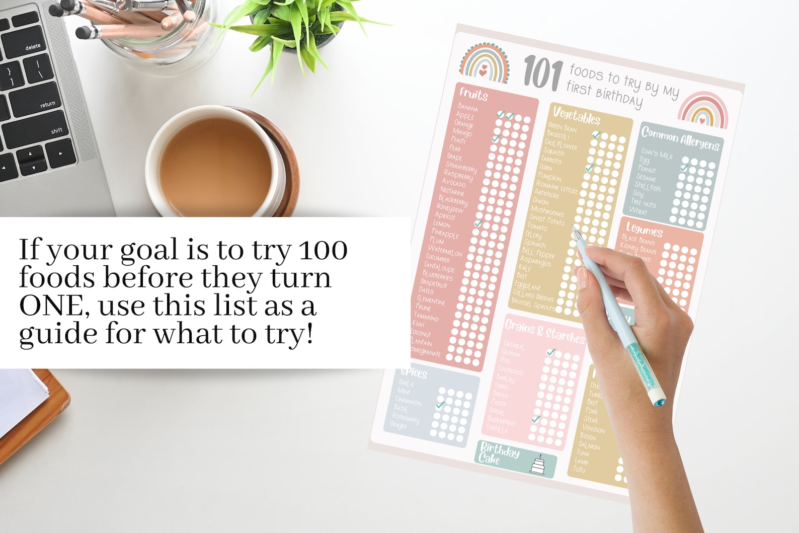 Baby Food Tracker | 100 Foods Before One | Baby Meal Planning | Rainbow ...