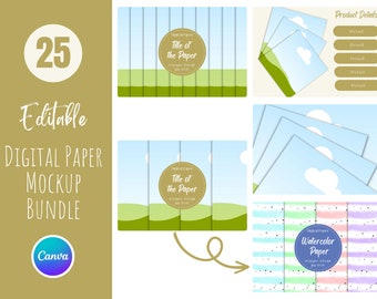 Editable Digital Paper Canva Template | Etsy Listing Mockup | Canva Mockup | Drag and Drop Easy to Use Template | Digital Paper Mockup