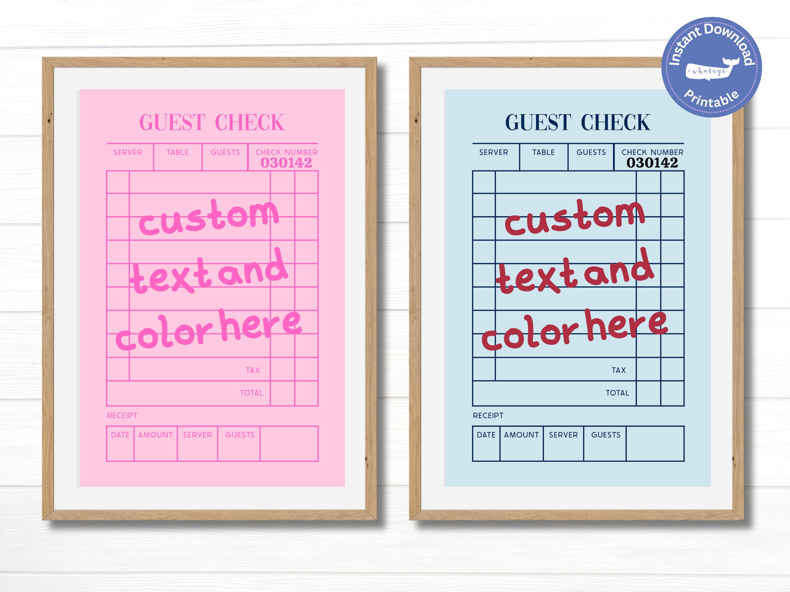 Custom Guest Check Printable, Preppy Wall Art, Trendy Wall Art, This