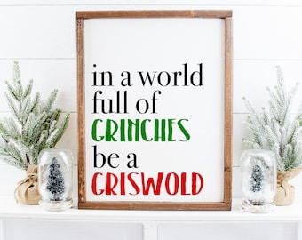In a world full of Grinches be a Griswold Printable, Five Print Sizes, Christmas Wall Art, Holiday Sign, JPEG Instant Download