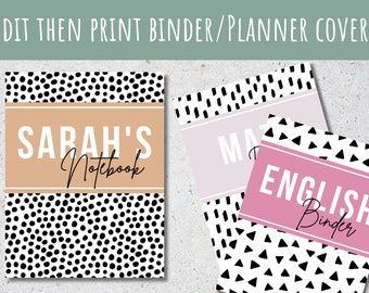Editable and Printable Binder and Planner Covers, Custom School Supplies, Custom Planner Cover, Canva Template Design, Binder Spines Print