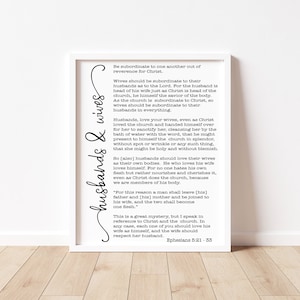 Husbands and Wives Printable in Five Print Sizes, Ephesians 5:21-33, Scripture Wall Art, Love, Wedding, JPEG Instant Download