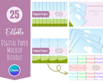 Editable Canva  Frames | Digital Paper Mockup Bundle | Editable Listing Mockup | Canva Template | Canva Mockup | Etsy Listing Mockup