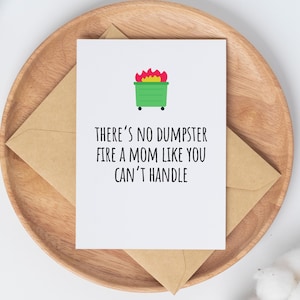 Tarjeta imprimible para el Día de la Madre / Basurero en llamas / Regalo para mamá / Tarjeta sarcástica para mamá / Tarjeta para mamá / Tarjeta para descargar para mamá