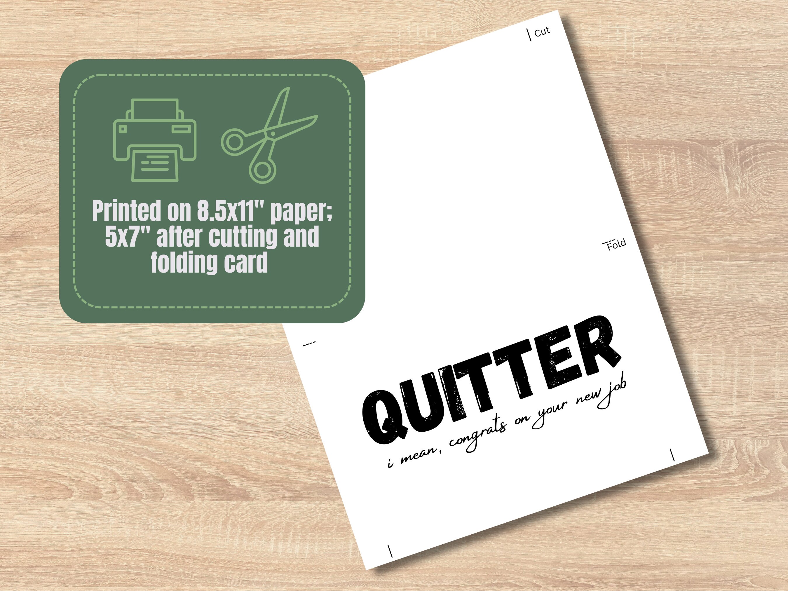 Printable Quitter, I Mean Congrats on the New Job Card, Sarcastic ...