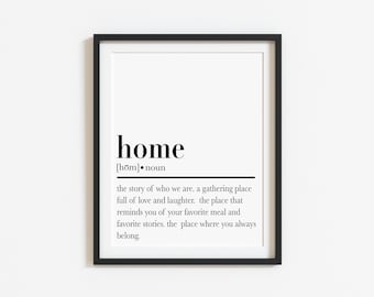 Home Definition Printable in Five Print Sizes, Entry Way Wall Art, Family Sign, Quote, JPEG Instant Download