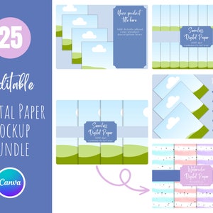 Digital Paper Mockup | Editable Listing Mockup | Canva Template | Canva Mockup | Digital Paper Mockup Bundle | Canva Frames