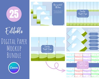 Digital Paper Mockup | Editable Listing Mockup | Canva Template | Canva Mockup | Digital Paper Mockup Bundle | Canva Frames