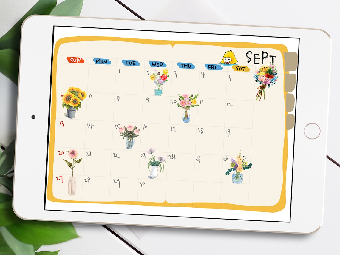 Floral Digital Stickers for Goodnotes, Metamoji, Onenote, Xodo ...