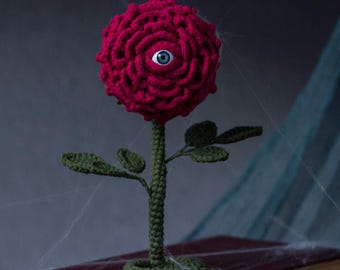 Patrón de crochet de rosa espeluznante de Halloween: Diseño de una sola pieza con video (patrón PDF en inglés)