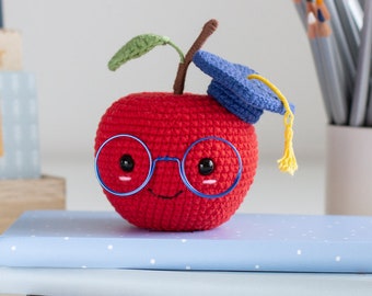 Patrón de crochet Apple Nerd: Regalo para la vuelta al cole (Patrón PDF)