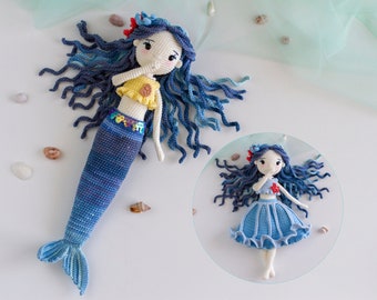 Patrón de Muñeca Sirena a Crochet: Cola Desmontable, Lunara Amigurumi (INGLÉS)
