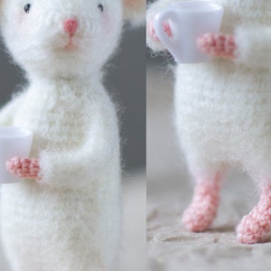 Kleine Maus in einem Pullover mit Häkelmuster. Gehäkelte kleine Maus ca 10 cm Bild 5