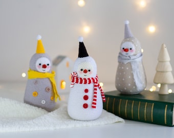 Patrón de crochet de muñeco de nieve navideño: Decoración amigurumi (INGLÉS)