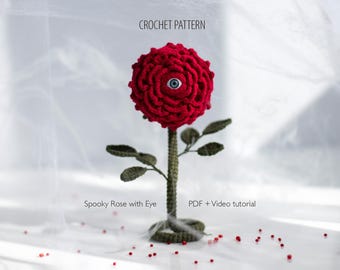 Patrón de ganchillo de rosa espeluznante para Halloween: diseño de una sola pieza con vídeo (patrón en PDF en inglés)
