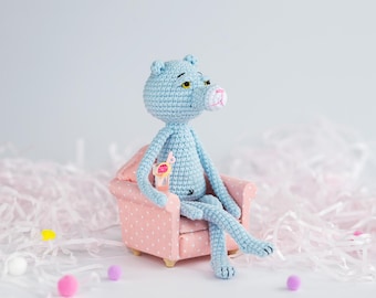 Patrón de crochet de pantera en PDF: Juguete amigurumi de bolsillo, 19 cm