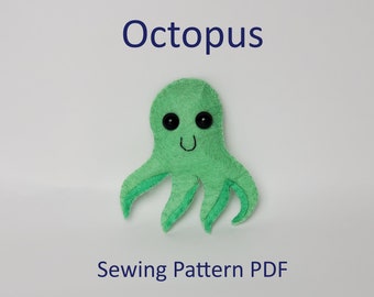 Octopus Sewing Pattern PDF Felt Plushie Ornament DIY