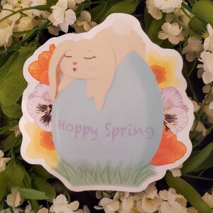 Hoppy Spring Bunny Egg Spring Static Window Cling Decal
