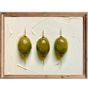 Cocktail Olives Oil Painting Olive Art Minimalist Wall Art Trendy Kitchen Bar Cart Decor Cocktail Menu Textured Artwork Olive Art PRINT