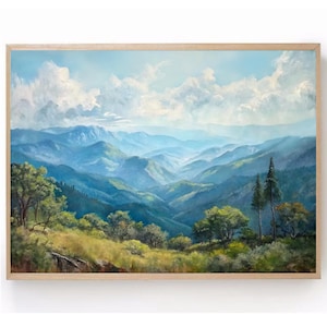 Blue Ridge Painting Forest Art Print North Carolina Landscape Blue Ridge Parkway Appalachian Mountains Wall Art Travel Poster