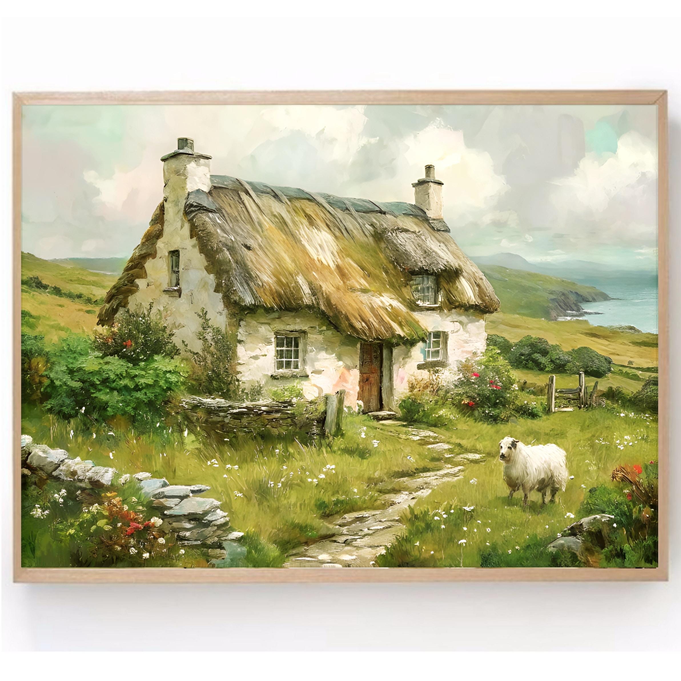 Irish Cottage Art Print Connemara Painting Ireland Landscape Poster Irish Countryside Wall Art Galway Landscape  PRINT from an Oil Painting