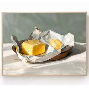 Irish Butter in Foil Painting Ireland Food Ireland Wall Art Still Life with Butter Food Poster Kitchen PRINT of Original Oil Painting