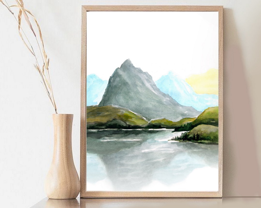 Mountain Lake Painting Large Art Print Giclee 24x36 - Etsy