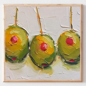 Cocktail Olives Oil Painting Olive Art Minimalist Wall Art Trendy Kitchen Bar Cart Decor Cocktail Menu Textured Artwork Olive Art PRINT