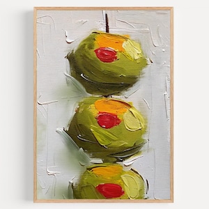 Cocktail Olives Oil Painting Olive Art Minimalist Wall Art Trendy Kitchen Bar Cart Decor Cocktail Menu Textured Artwork Olive Art PRINT