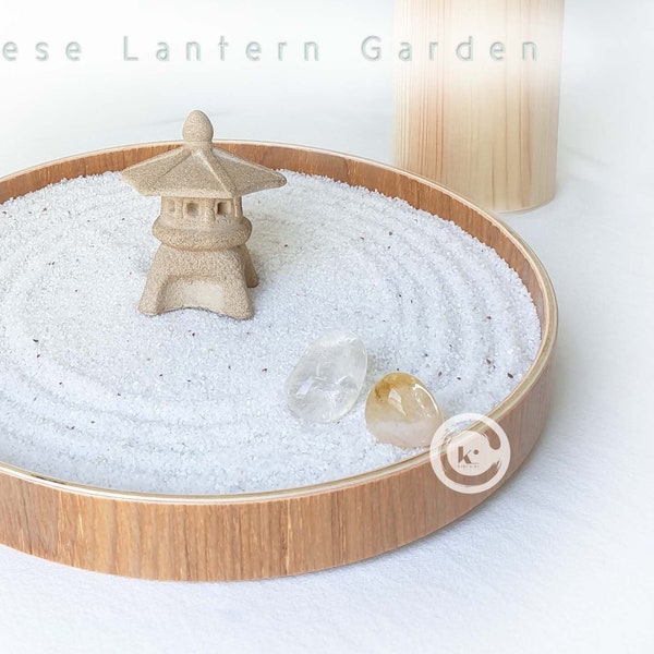 LANTERN とうろう 灯籠 Mini Zen Garden . Therapeutic Japanese Meditation Altar . New Beginning Good Fortune Feng Shui