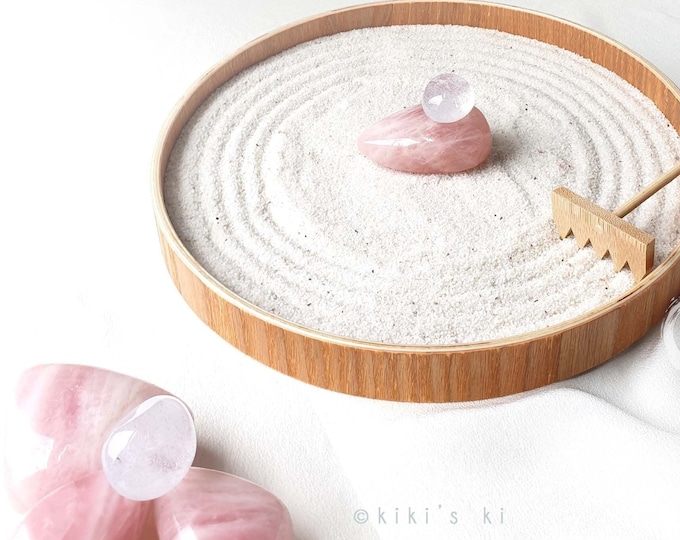 HEALING QUARTZ 掌上の珠 Mini Zen Garden . Crystal Altar Zen Sand Garden Desk Decoration: Mindfulness Christmas Gift for Mum Dad Granny Wellness