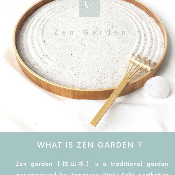 SMALL 9" Zen Garden 日本の庭園 : Stress Relief Self-Care Kit . DIY Art & Craft Gift for Minimalist . Japanese Mindfulness Meditation
