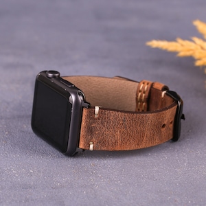 Personalized iWatch Band 38mm, 42mm 46mm, Apple Watch Band, Leather Apple Watch Strap Gifts for Her Him, Custom Engraved Apple Watch Band