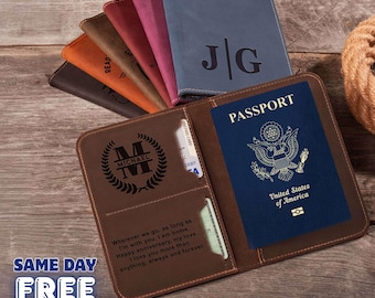 Personalisierte Leder Passport Cover: Individuell graviertes Reisebrieftaschengeschenk