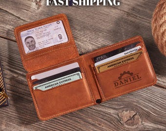 Custom Engraved Cash Holder: Personalized Leather Wallet for Engineers, Mens Wallet with Initials for Christmas