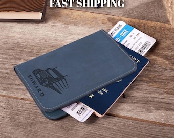Personalized Passport Holder: Custom Engraved Leather Passport Cover, Travel Document Holder for Drivers