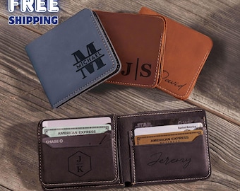 Classic Gift Leather Wallet for Men: Personalized Slim Minimalist Trifold Gift