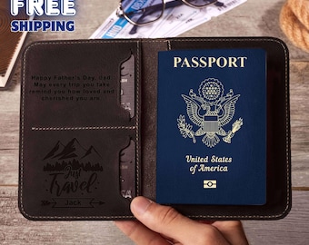 Custom Passport Holder: Personalized Passport Cover, Custom Travel Gift, Monogram Passport Holder, Travel Document Wallet, Gift for Him