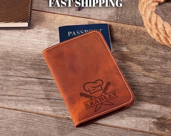 Personalized Passport Holder: Custom Passport Cover, Travel Document Holder for Chef and Culinary Professional