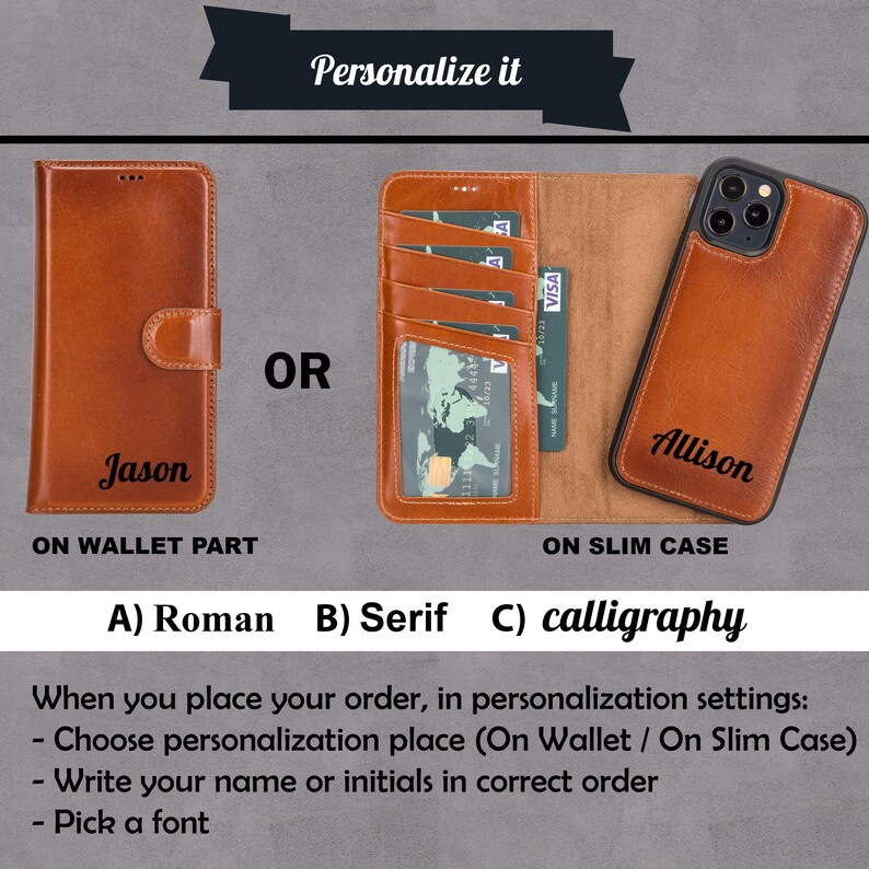 Iphone 14 13 Leather Wallet Case Iphone 12 Pro Max Case Etsy