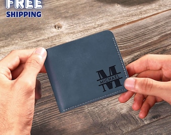 Personalized Leather Trifold Wallet: Engraved Minimalist Card Holder