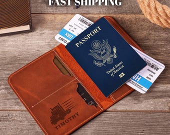 Custom Passport Holder for Men: Personalized Leather Passport Cover with Engraving for Drivers and Travelers
