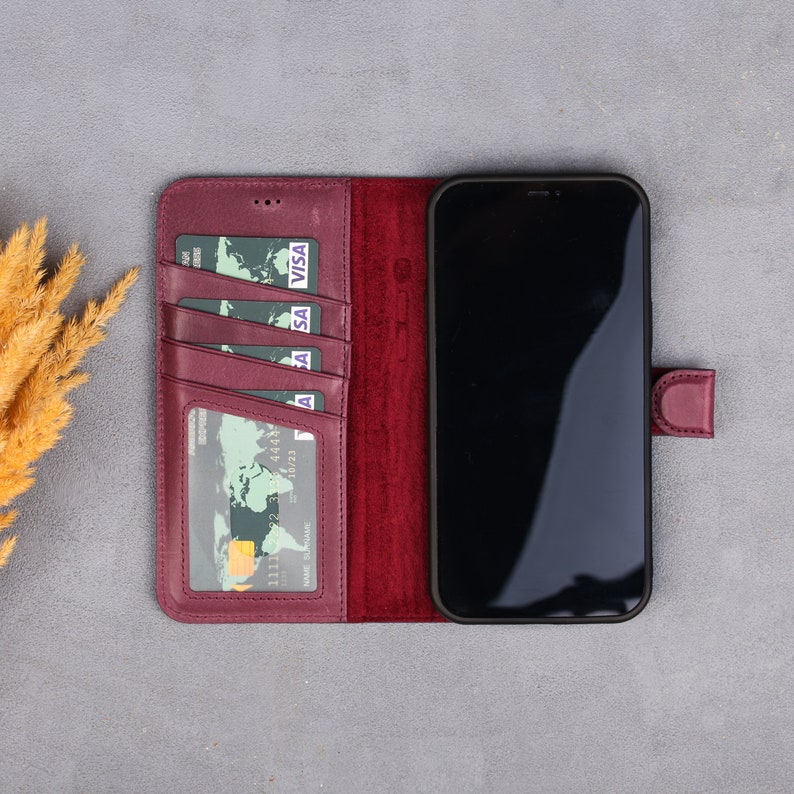 Iphone 14 13 Leather Wallet Case Iphone 12 Pro Max Case Etsy