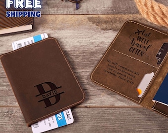 Vatertag Personalisierte Leder Passport Cover Geschenk - Individuell gravierte für Papa