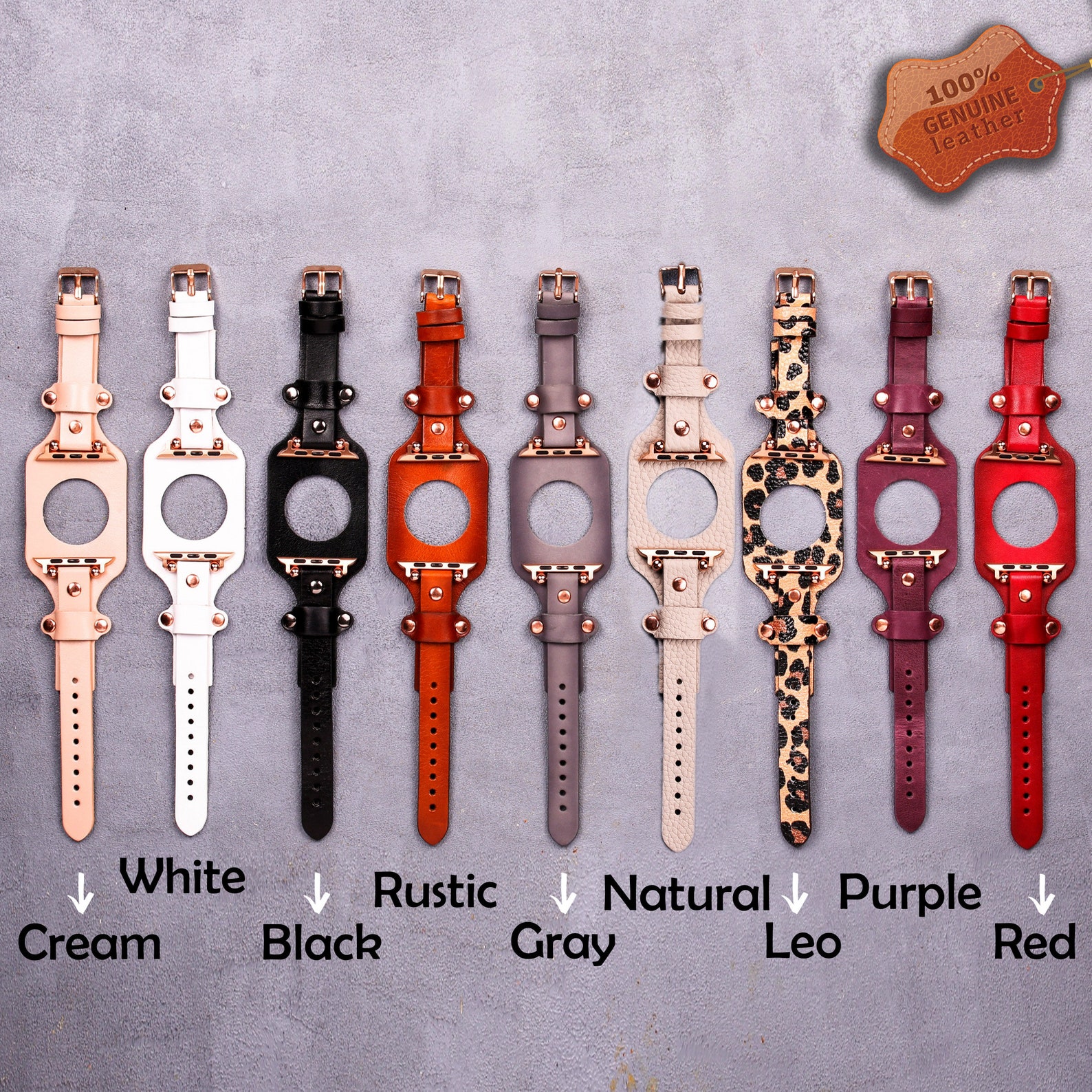 Slim Leather Apple Watch Band Women Light Brown Gold Apple Etsy