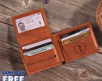 Personalisierte Ledergeldbörse für Papa - Geschenk für Männer mit individueller Gravur