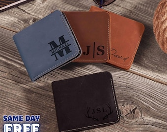 Handcrafted Gift Leather Wallet: Minimalist Custom Engraved Men’s Card Holder