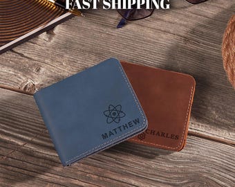 Personalized Trifold Leather Wallet for Engineers: Custom Name Wallet for Mens, Christmas Anniversary Presents